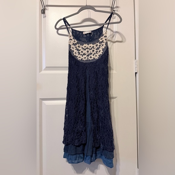 Altar'd State Navy Blue Lace Midi Dress - Picture 8 of 8